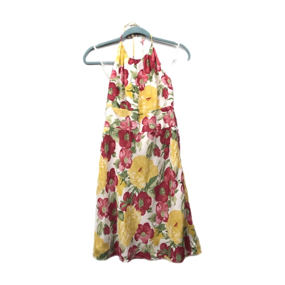 Ann Taylor LOFT Petite Dress Size 6P Floral 100% Silk Halter Sundress